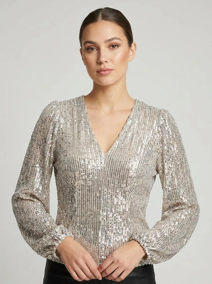 Blouse Women V-Neck Sequin – Party