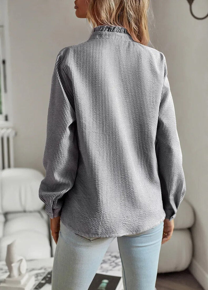 Shirt Women Ruffled Stand-Up Collar – Office