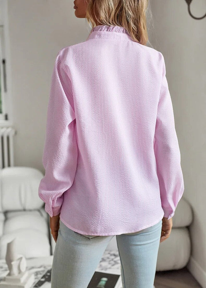 Shirt Women Ruffled Stand-Up Collar – Office