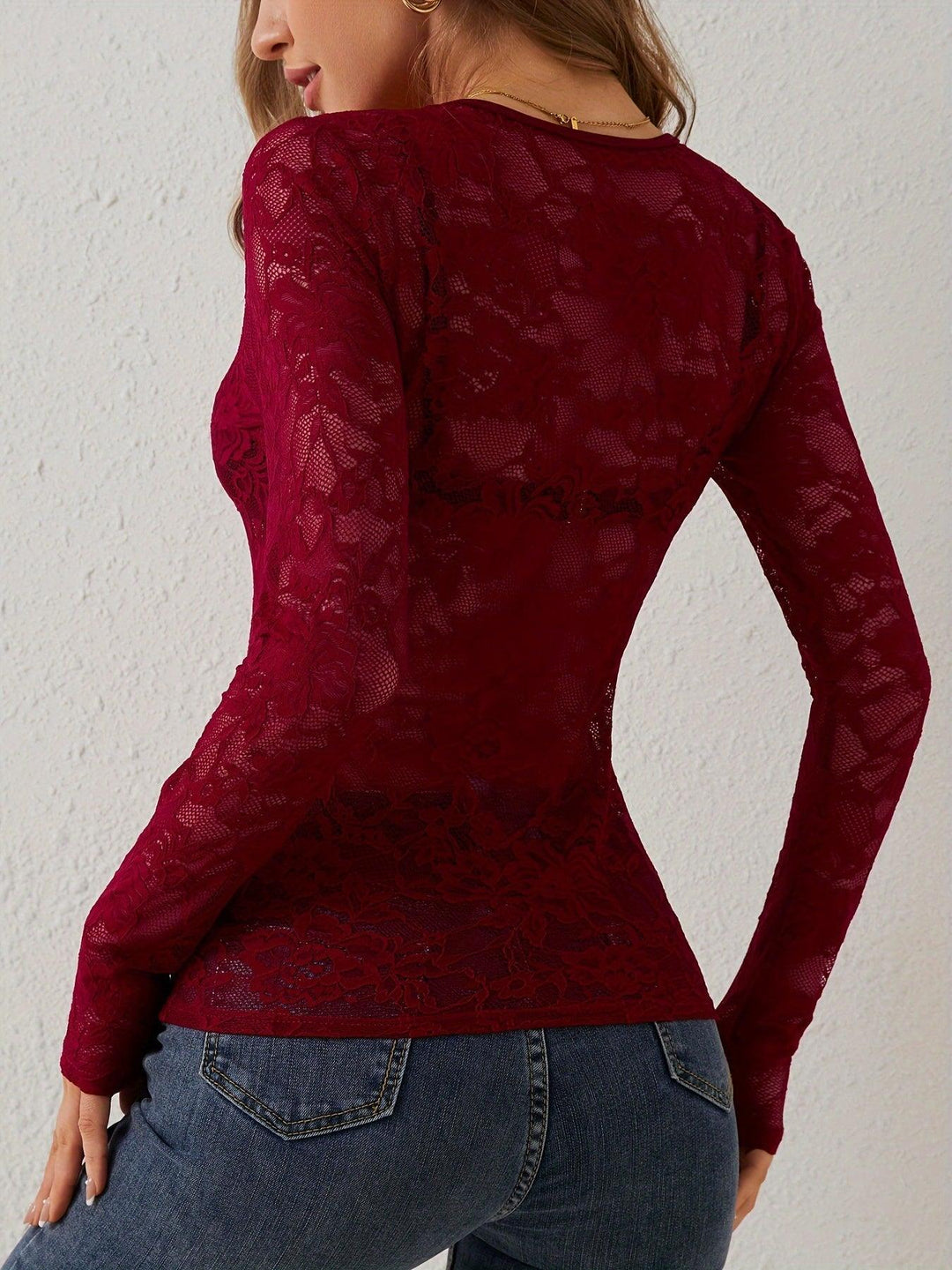 Bodysuit Women Lace Long Sleeve Deep Neckline – Party