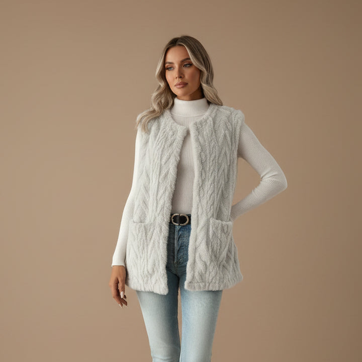 Gilet Women Fleece Check Pattern Sleeveless – Casual