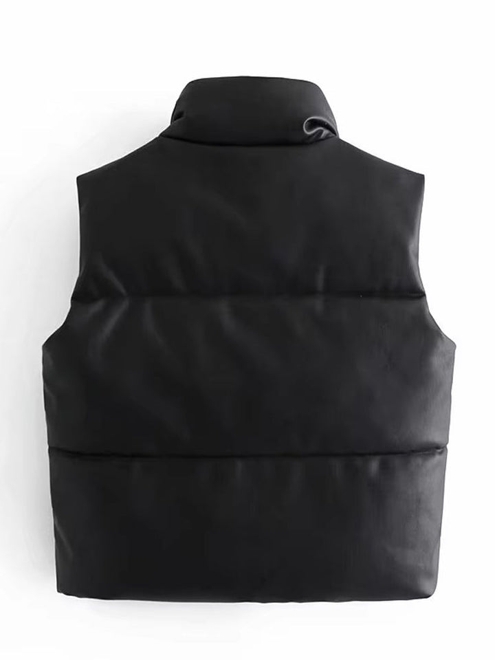 Gilet Women Casual Faux Leather Sleeveless – Casual
