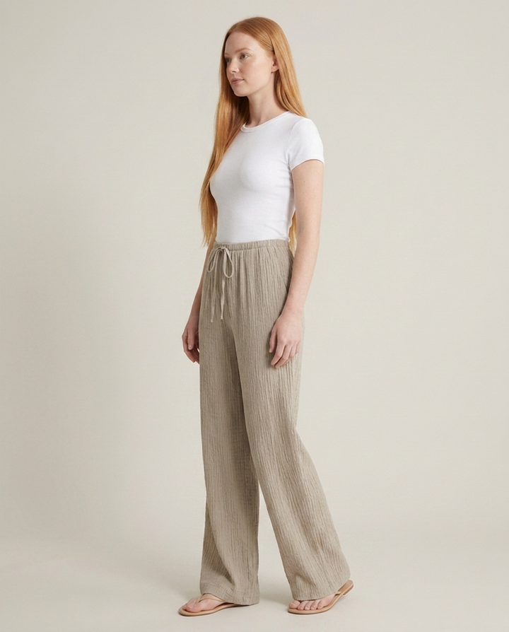Trousers Women Wide Leg Crinkle – Summer