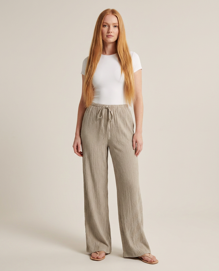 Trousers Women Wide Leg Crinkle – Summer