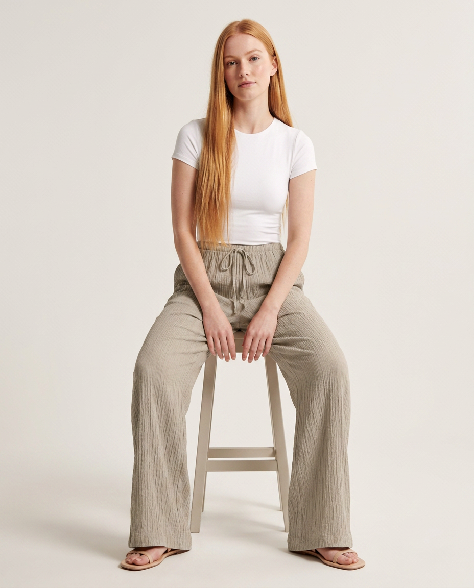 Trousers Women Wide Leg Crinkle – Summer