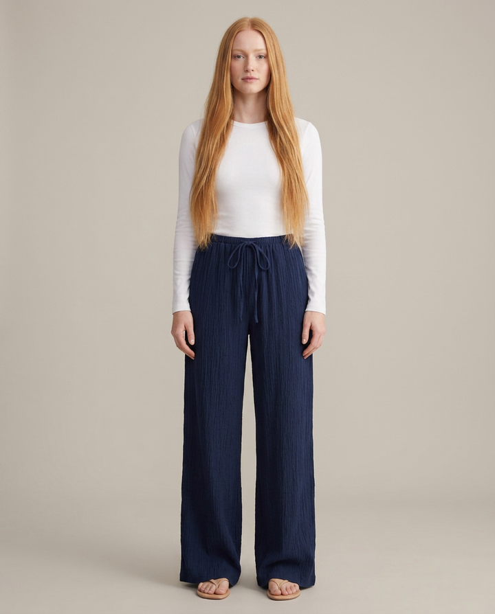 Trousers Women Wide Leg Crinkle – Summer