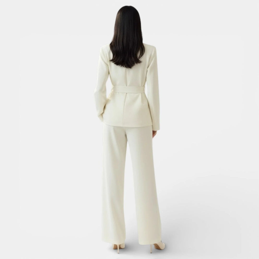 Trousersuit Women Double-Breasted Blazer Wide Trousers – Business