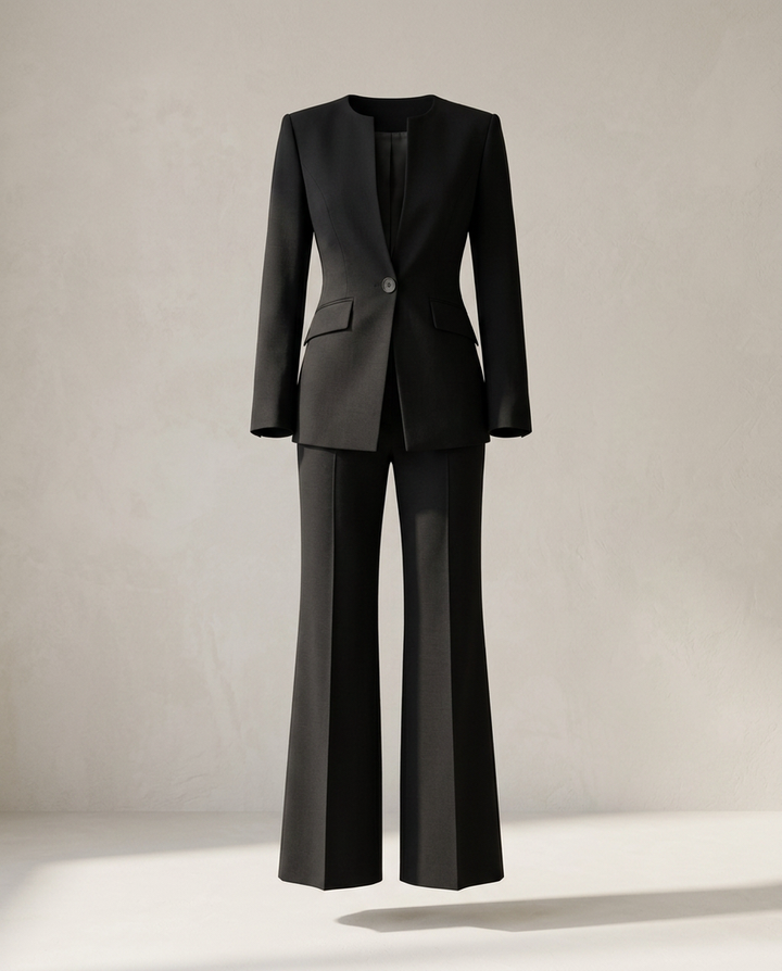 Trousersuit Women Tailored Blazer Collarless – Business
