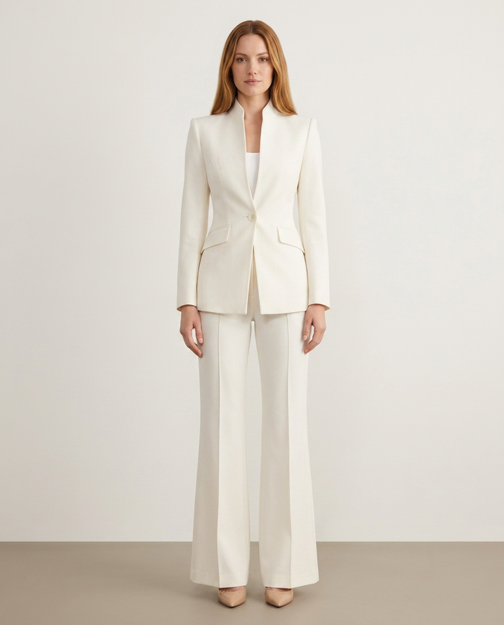 Trousersuit Women Tailored Blazer Collarless – Business