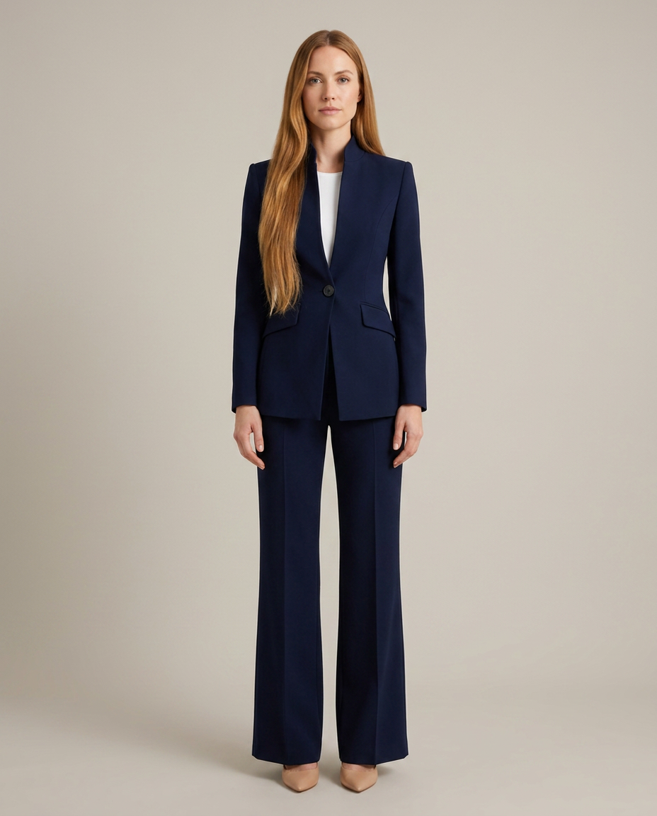Trousersuit Women Tailored Blazer Collarless – Business