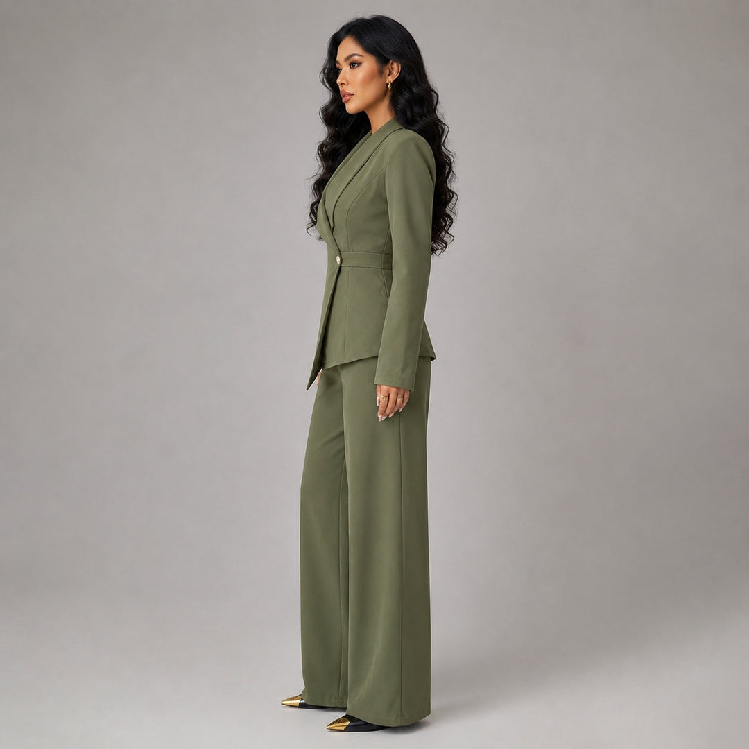 Blazer Women Wrap Tailored Wide Leg – Business