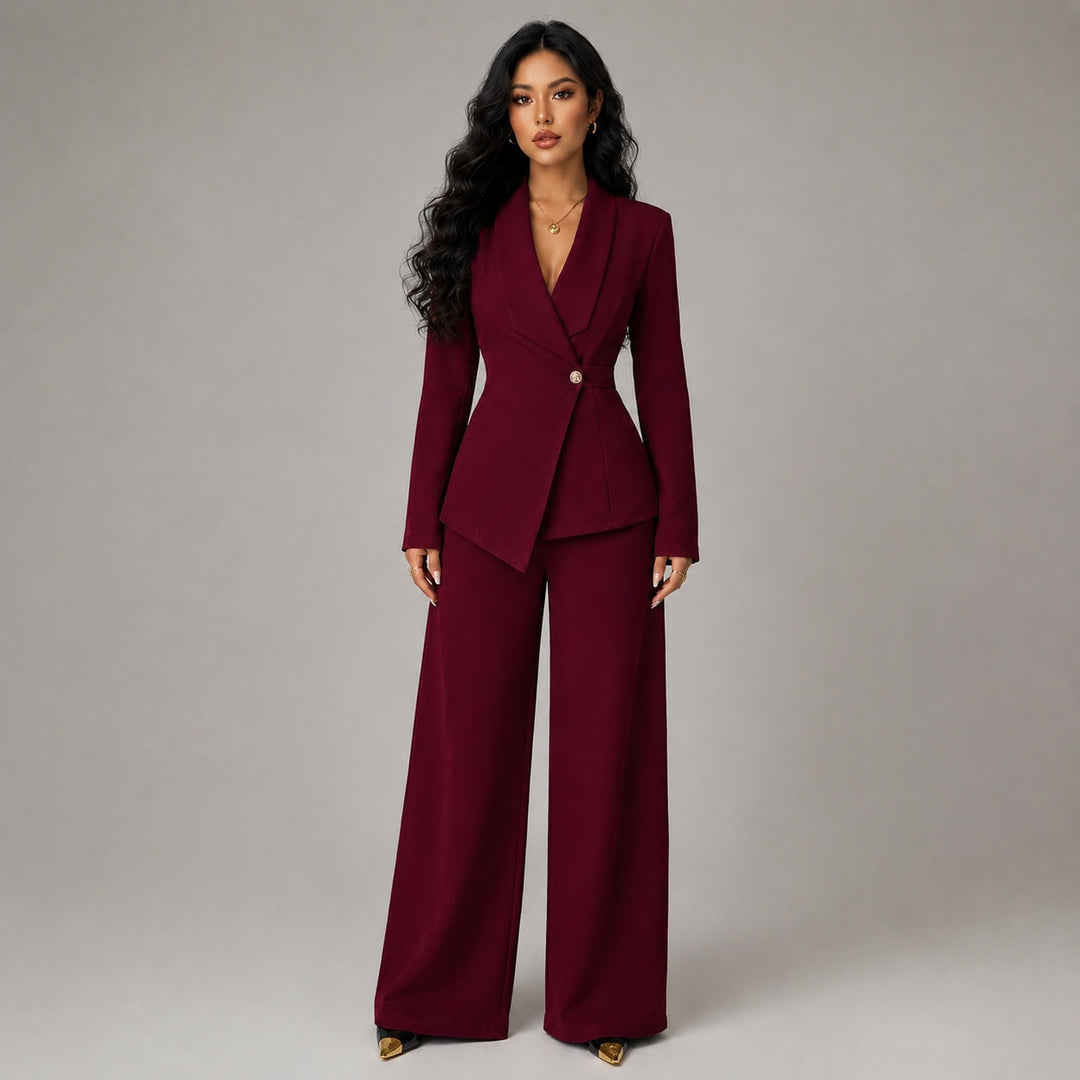 Blazer Women Wrap Tailored Wide Leg – Business