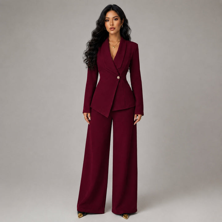 Blazer Women Wrap Tailored Wide Leg – Business