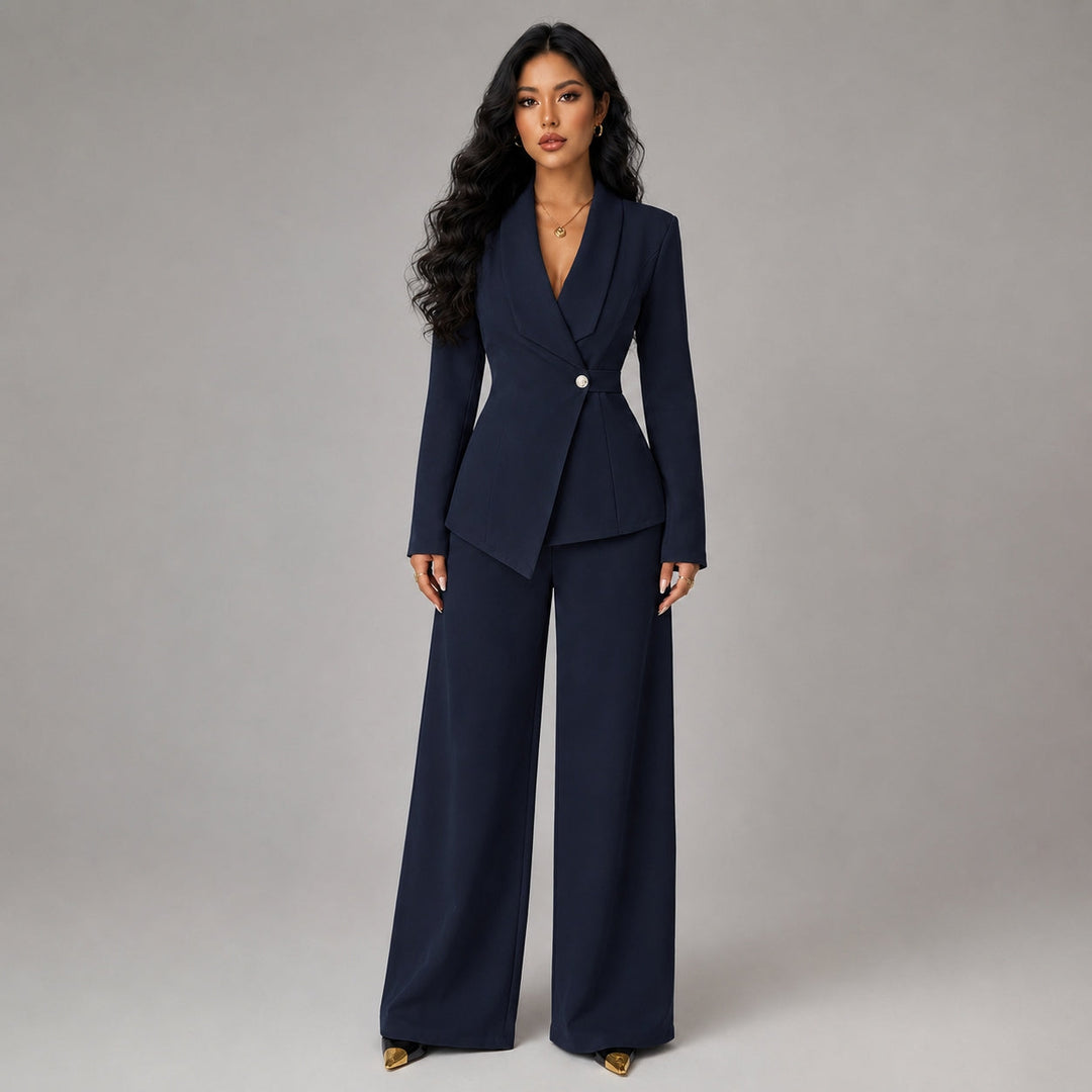 Blazer Women Wrap Tailored Wide Leg – Business
