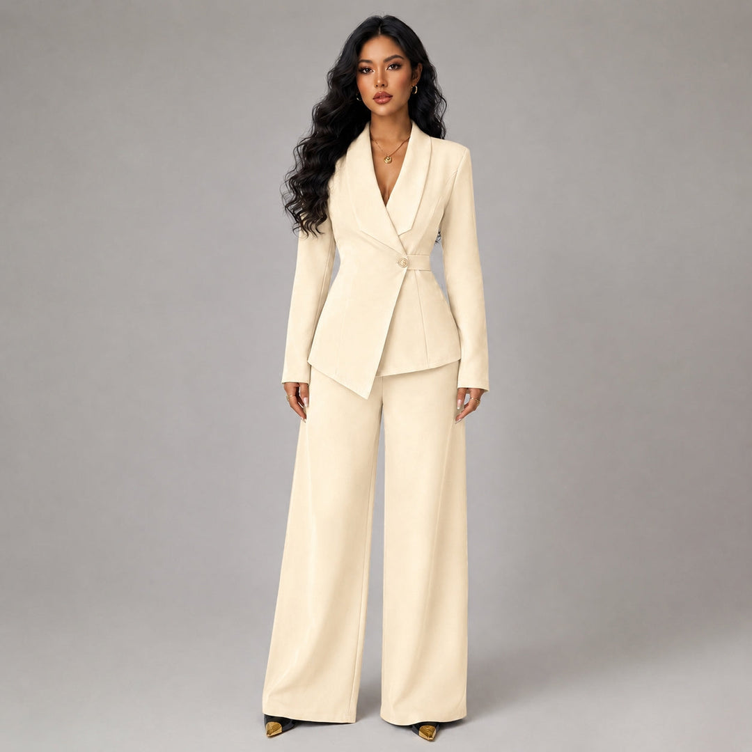 Blazer Women Wrap Tailored Wide Leg – Business