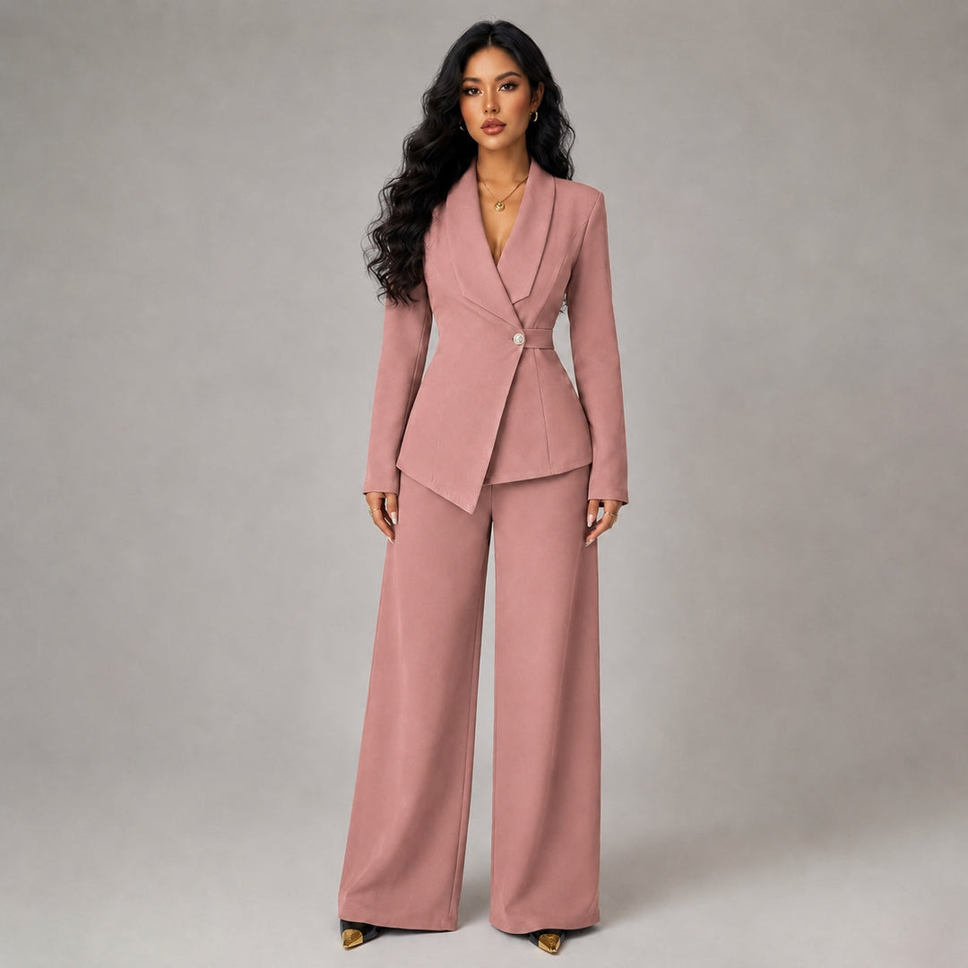 Blazer Women Wrap Tailored Wide Leg – Business