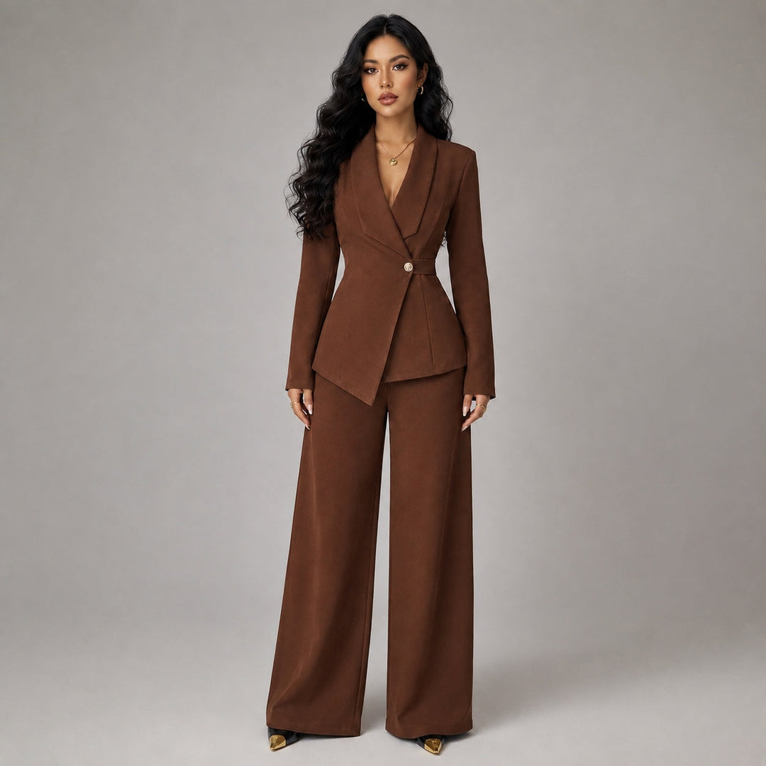 Blazer Women Wrap Tailored Wide Leg – Business