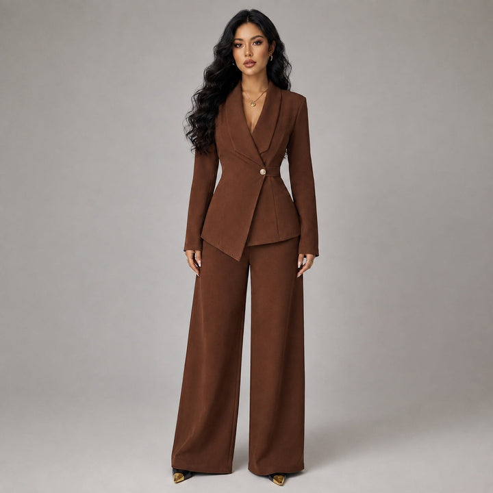 Blazer Women Wrap Tailored Wide Leg – Business