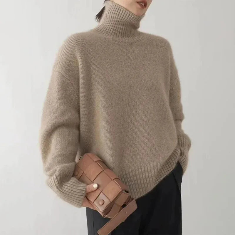 Jumper Women Classic Turtleneck Polyester – Winter