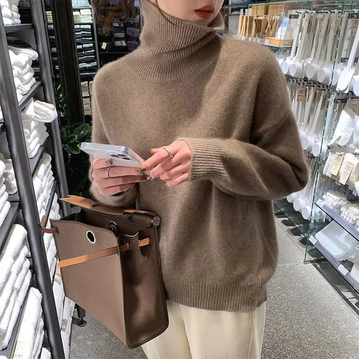 Jumper Women Classic Turtleneck Polyester – Winter