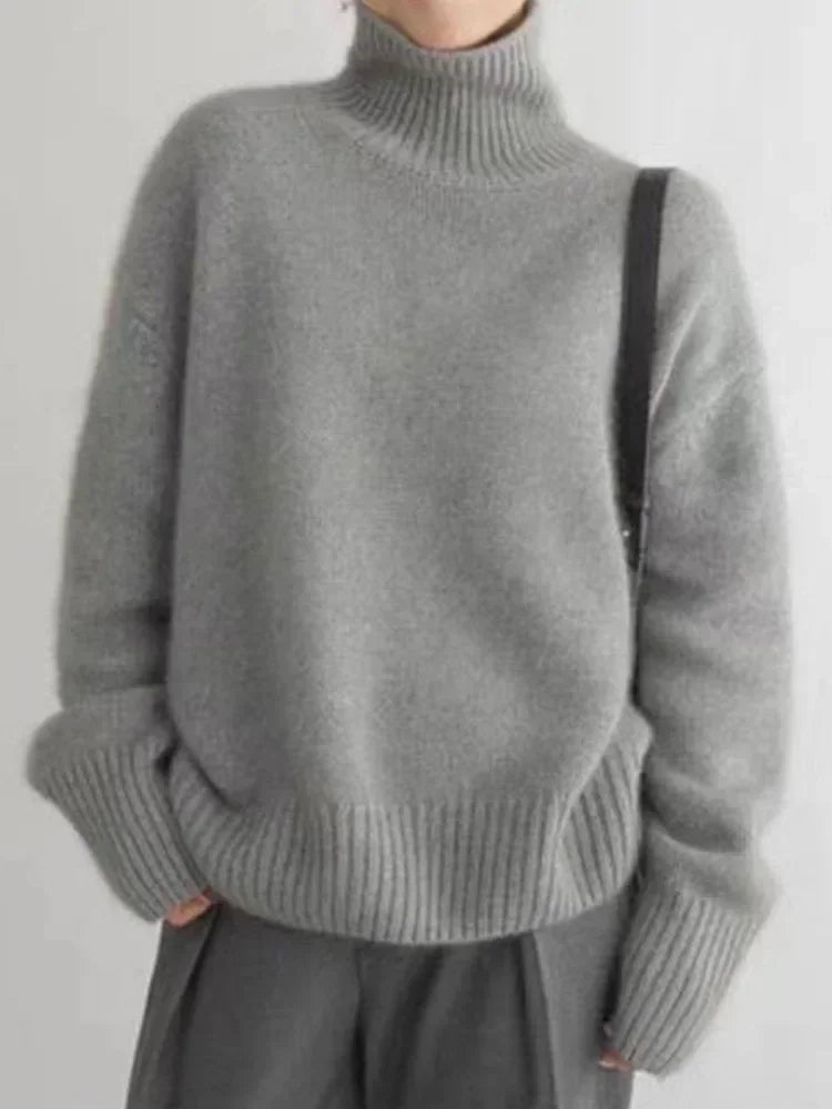 Jumper Women Classic Turtleneck Polyester – Winter