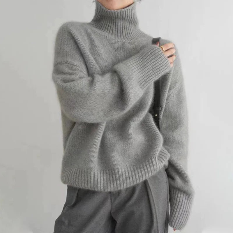 Jumper Women Classic Turtleneck Polyester – Winter
