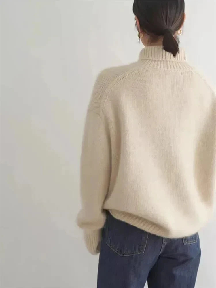 Jumper Women Classic Turtleneck Polyester – Winter