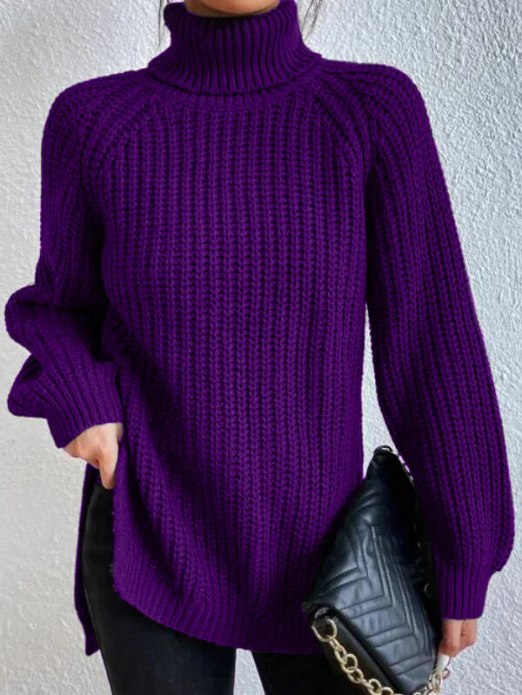 Jumper Women Loose Fit Knitted Turtleneck – Winter