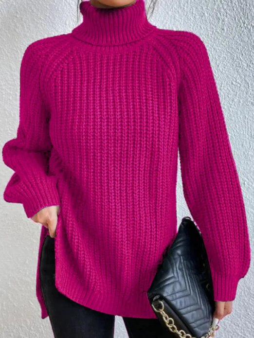 Jumper Women Loose Fit Knitted Turtleneck – Winter