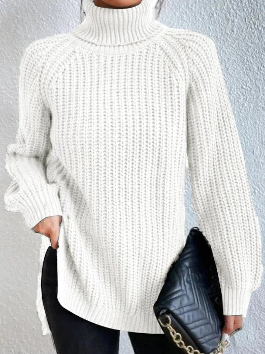 Jumper Women Loose Fit Knitted Turtleneck – Winter