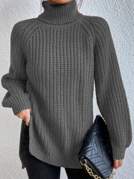 Jumper Women Loose Fit Knitted Turtleneck – Winter