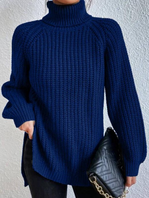 Jumper Women Loose Fit Knitted Turtleneck – Winter