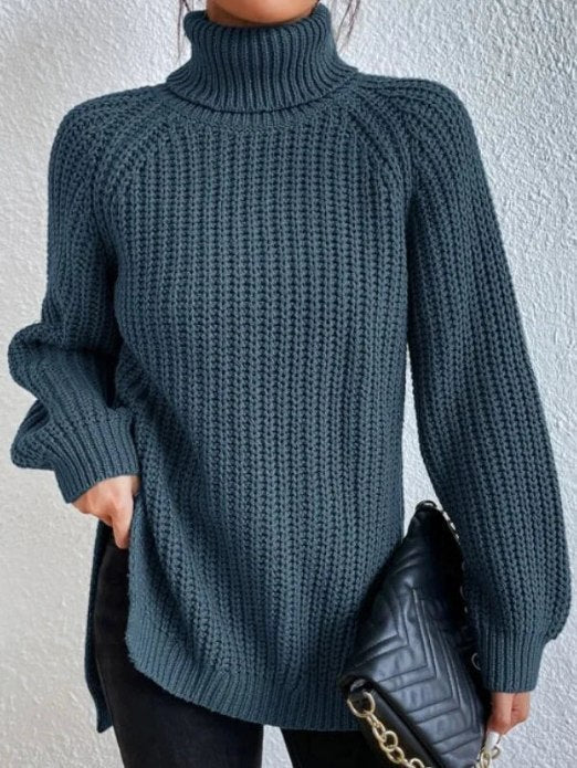 Jumper Women Loose Fit Knitted Turtleneck – Winter