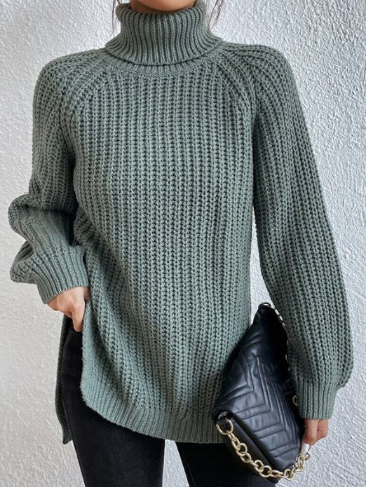 Jumper Women Loose Fit Knitted Turtleneck – Winter