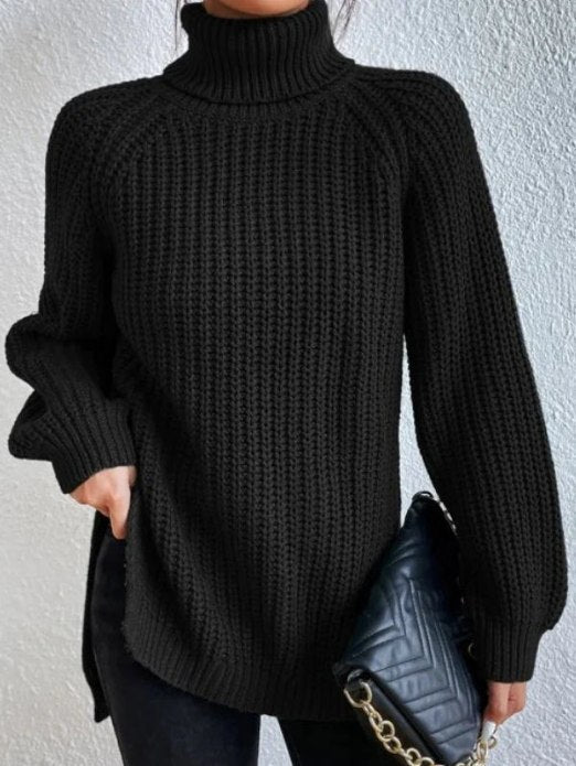 Jumper Women Loose Fit Knitted Turtleneck – Winter