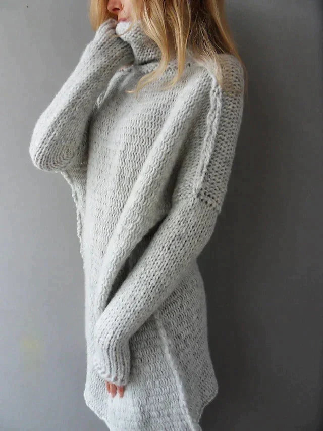 Jumper Women Oversized Roll Neck Knitted – Winter