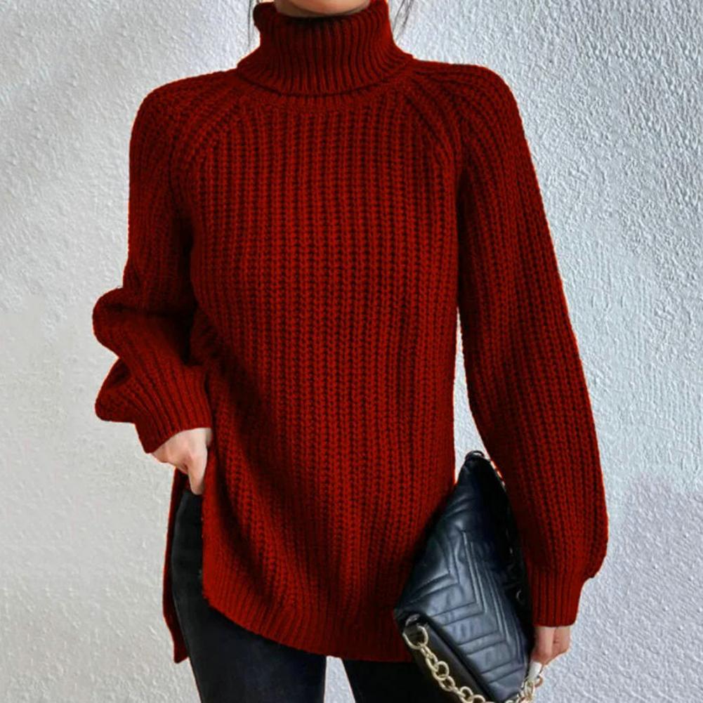 Jumper Women Oversized Knitted Roll Neck – Winter