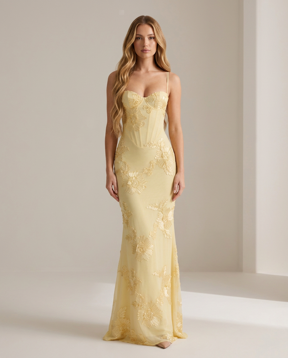 Dress Women Floral Print Corset Maxi – Party