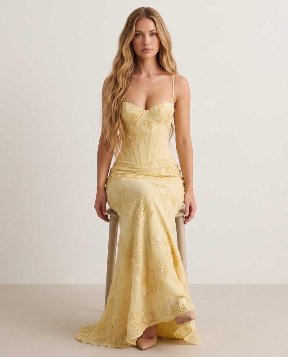 Dress Women Floral Print Corset Maxi – Party
