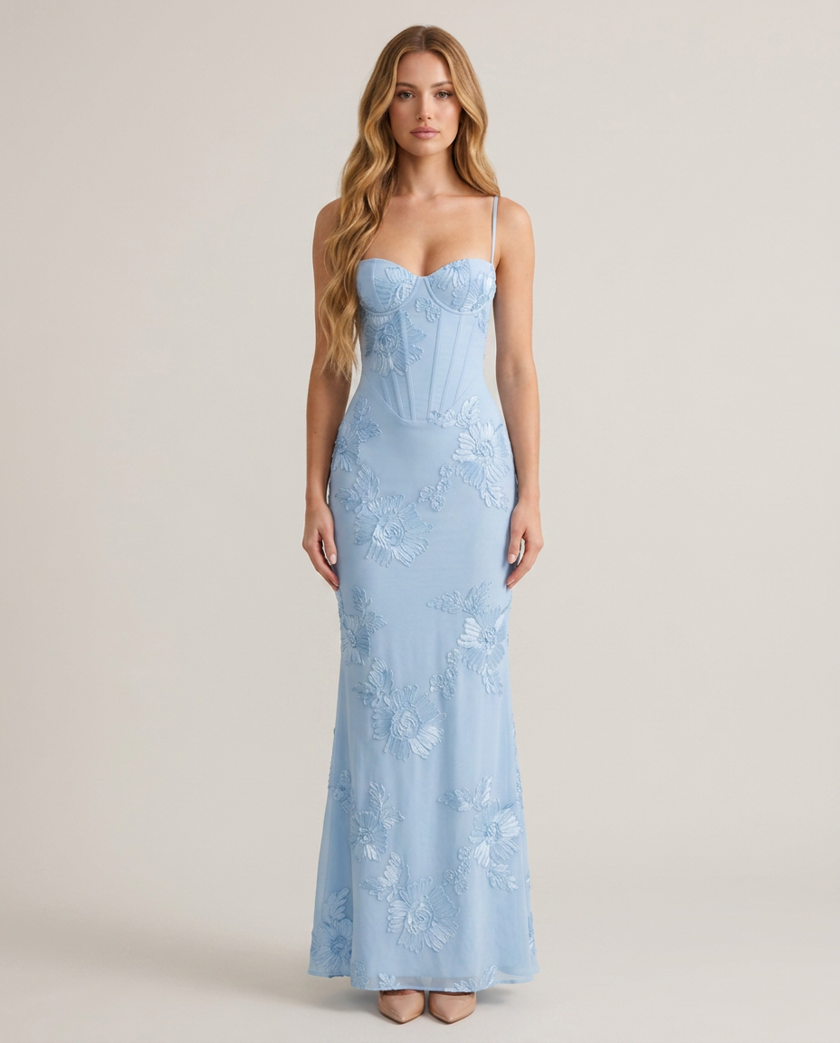 Dress Women Floral Print Corset Maxi – Party