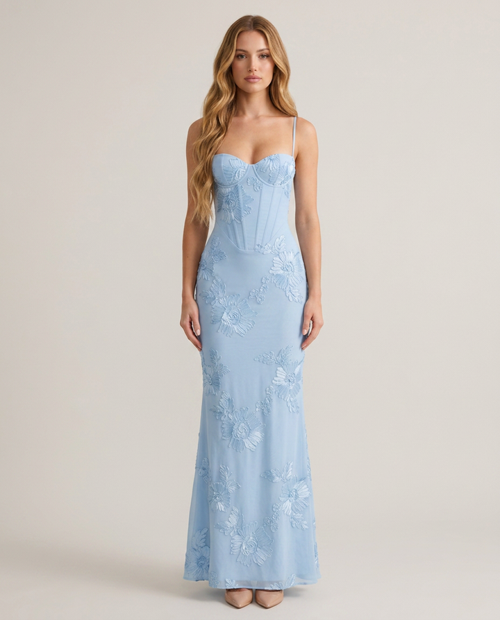 Dress Women Floral Print Corset Maxi – Party