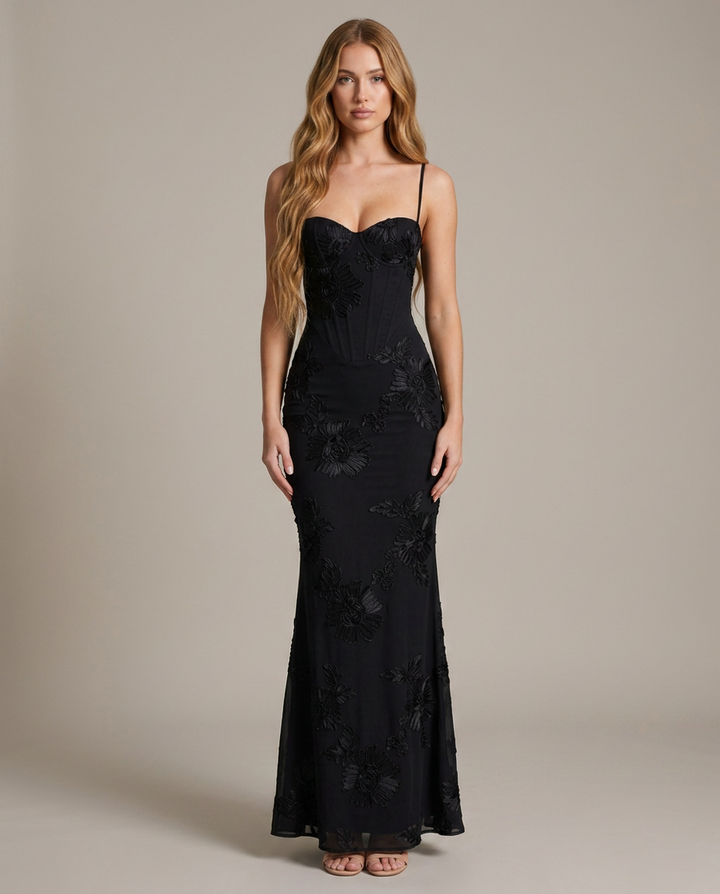 Dress Women Floral Print Corset Maxi – Party