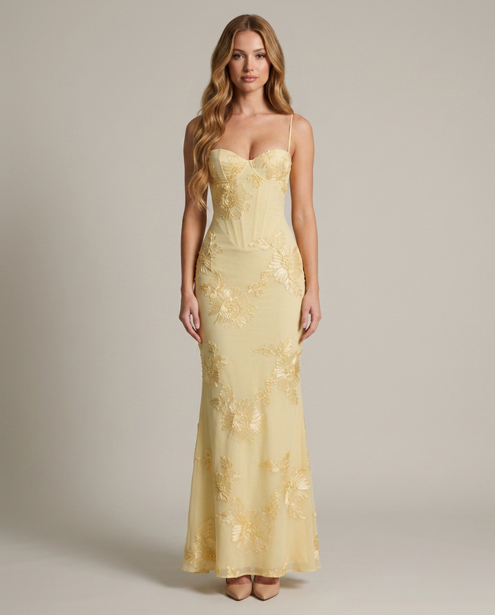 Dress Women Floral Print Corset Maxi – Party