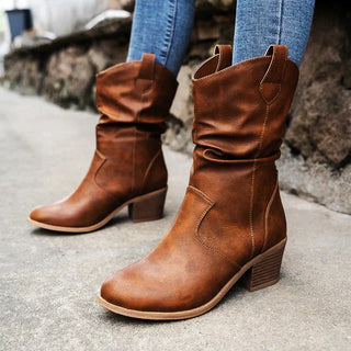 Boots Women Western Leather Look Casual – Casual