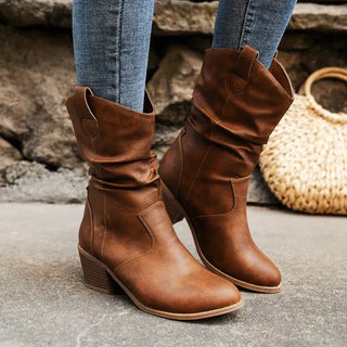 Boots Women Western Leather Look Casual – Casual