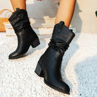 Boots Women Western Leather Look Casual – Casual