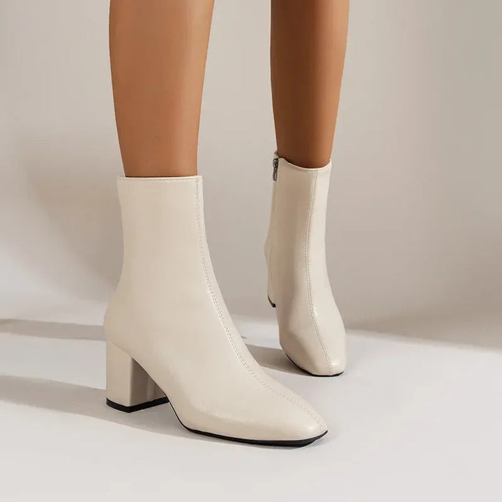 Boots Women Block Heel Ankle with Zipper – Casual