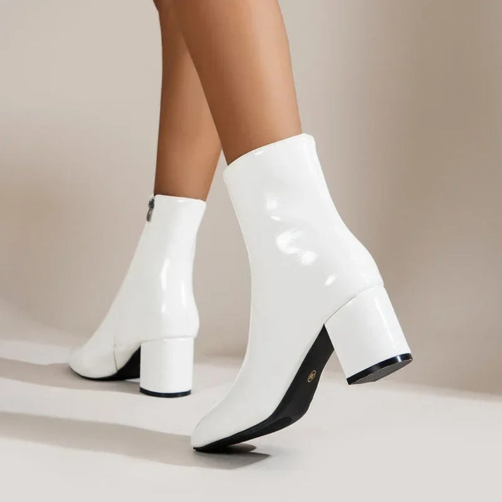 Boots Women Block Heel Ankle with Zipper – Casual