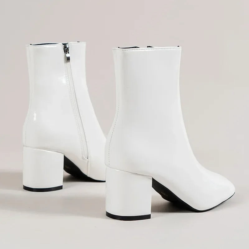Boots Women Block Heel Ankle with Zipper – Casual