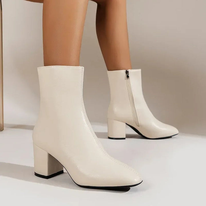 Boots Women Block Heel Ankle with Zipper – Casual